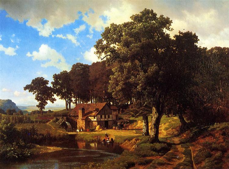 Albert Bierstadt Painting A Rustic Mill